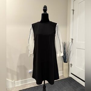 Garcia Black Knee-Length Dress with sheer sleeves, size M